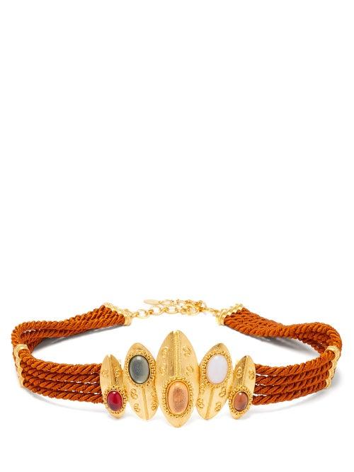 Matchesfashion.com Sonia Petroff - Shield Braided Silk-cord Belt - Womens - Brown Multi