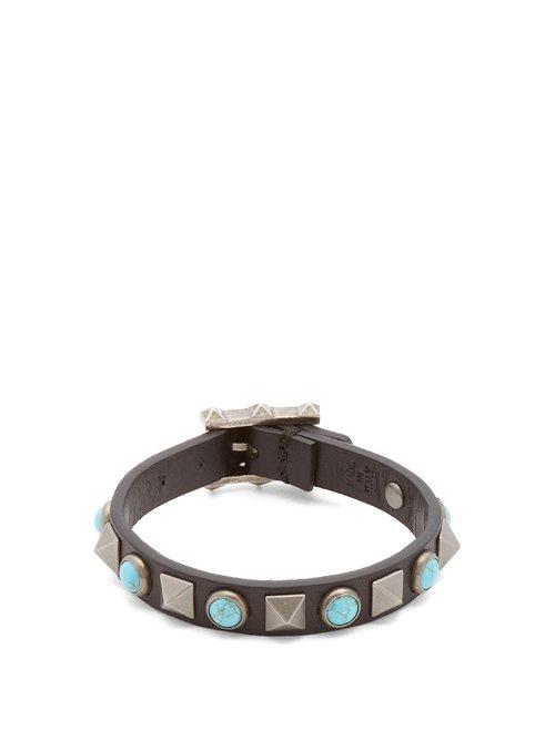 Matchesfashion.com Valentino - Rockstud Rolling Bracelet - Mens - Black Multi
