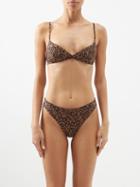 Matteau - The Tri Crop Floral-print Bikini Top - Womens - Brown Print