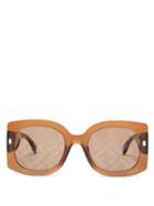 Matchesfashion.com Fendi - Hero Ff-logo Square Acetate Sunglasses - Womens - Brown