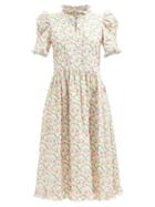 Horror Vacui - Leandra Geometric-print Cotton-poplin Dress - Womens - White Multi