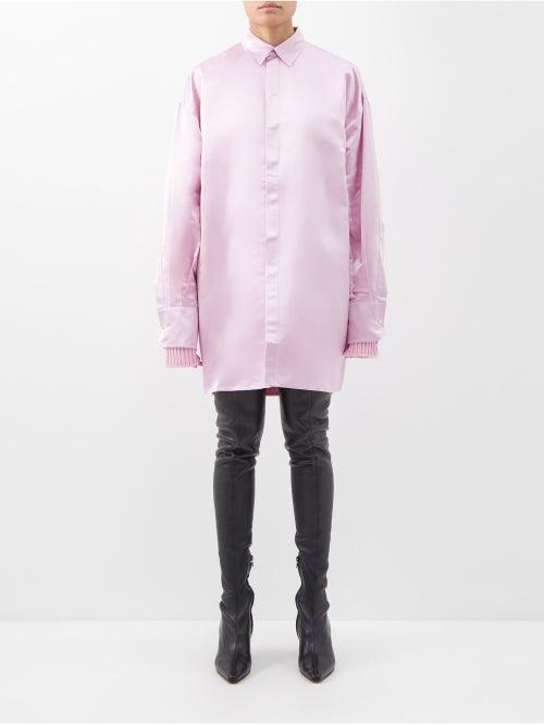 Sa Su Phi - Valentina Oversized Silk-duchesse Satin Shirt - Womens - Light Pink