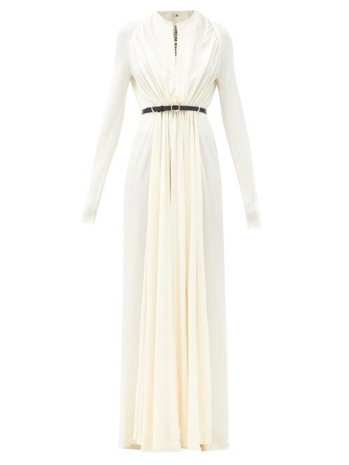 Matchesfashion.com Petar Petrov - Arcilla Belted Gauze Maxi Dress - Womens - White