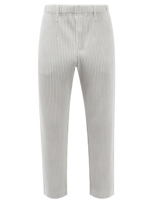 Homme Pliss Issey Miyake - Technical-pleated Knit Trousers - Mens - Grey