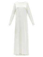 Matchesfashion.com Albus Lumen - Draped-back Cotton-blend Satin Gown - Womens - White