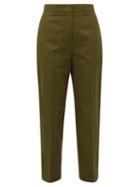 Matchesfashion.com Jil Sander - Cropped-cuff Cotton-poplin Trousers - Womens - Dark Green