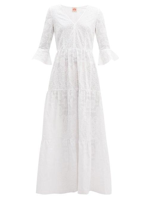 Matchesfashion.com Le Sirenuse, Positano - Bella Embroidered Cotton Poplin Maxi Dress - Womens - White
