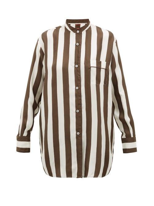 Matchesfashion.com F.r.s - For Restless Sleepers - Febo Striped Silk-twill Shirt - Womens - Brown Multi