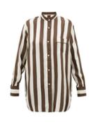 Matchesfashion.com F.r.s - For Restless Sleepers - Febo Striped Silk-twill Shirt - Womens - Brown Multi