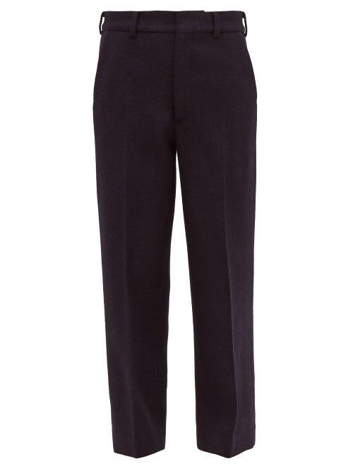 Matchesfashion.com Raey - Flood Crop Wool Harris Tweed Tailored Trousers - Womens - Navy