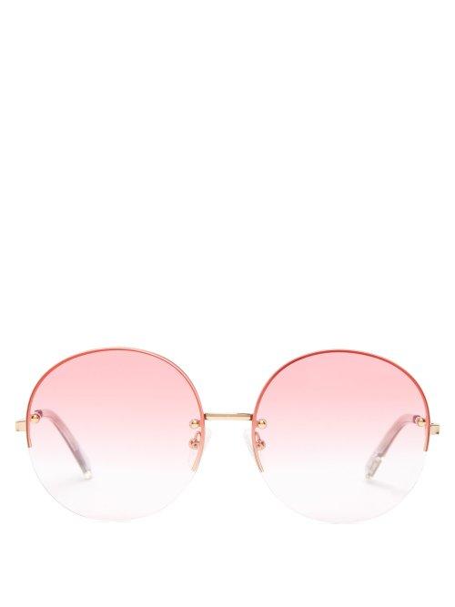 Matchesfashion.com Le Specs - Say My Name Round Frame Metal Sunglasses - Womens - Pink Gold