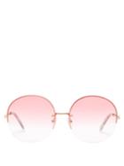 Matchesfashion.com Le Specs - Say My Name Round Frame Metal Sunglasses - Womens - Pink Gold