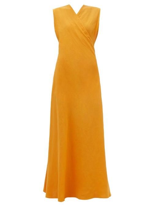 Zeus + Dione - Hydria Cross-back Linen Maxi Dress - Womens - Orange