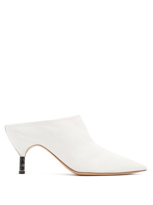 Matchesfashion.com Gabriela Hearst - Angelica Kitten Heel Leather Mules - Womens - White