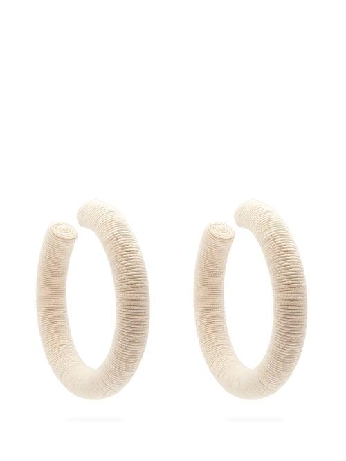 Matchesfashion.com Rebecca De Ravenel - Cord Hoop Earrings - Womens - White