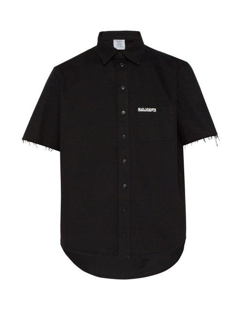 Matchesfashion.com Vetements - Logo Embroidered Cotton Shirt - Mens - Black