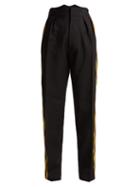 Matchesfashion.com No. 21 - Tartan Stripe Mohair Blend Trousers - Womens - Black