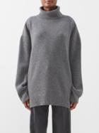 Raey - Displaced-sleeve Roll-neck Wool Sweater - Womens - Dark Grey
