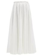 Matchesfashion.com Zimmermann - Suraya Lace Insert Swiss Dot Cotton Midi Skirt - Womens - White