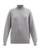 Acne Studios - Kurtle Roll-neck Face-patch Wool Sweater - Womens - Mid Grey