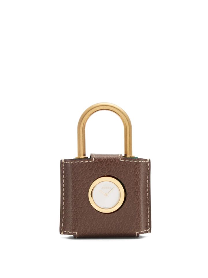 Gucci Constance Web-striped Plexiglas Padlock Watch
