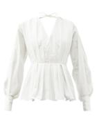 Matchesfashion.com Roksanda - Colette Pleated Cotton-poplin Blouse - Womens - Ivory