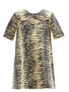 Ladies Rtw Ganni - Zebra-print Organic Cotton-blend Denim Mini Dress - Womens - Yellow