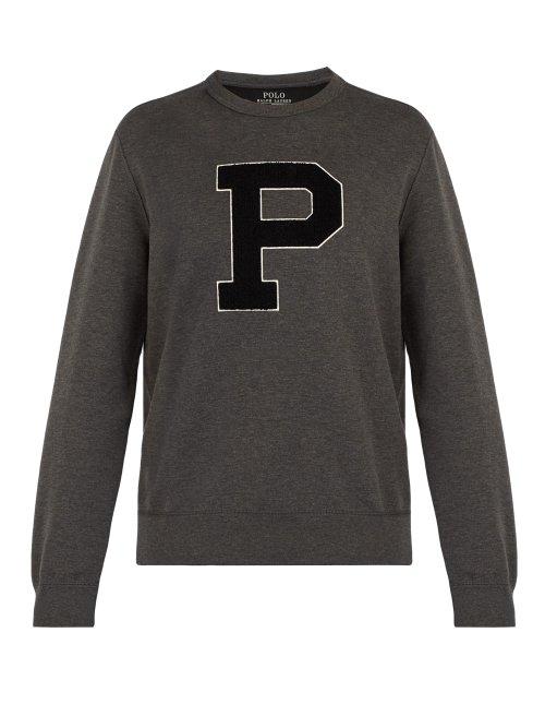 Matchesfashion.com Polo Ralph Lauren - Appliqud Sweatshirt - Mens - Dark Grey