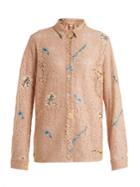 No. 21 Floral-embroidered Lace Cotton-blend Shirt