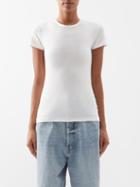 Raey - Cap Sleeve Recycled Cotton Cashmere-blend T-shirt - Womens - White
