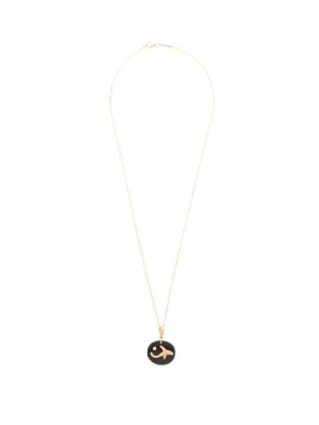 Matchesfashion.com Azlee - Dolphin Diamond, Glass & 18kt Gold Necklace - Womens - Black Gold