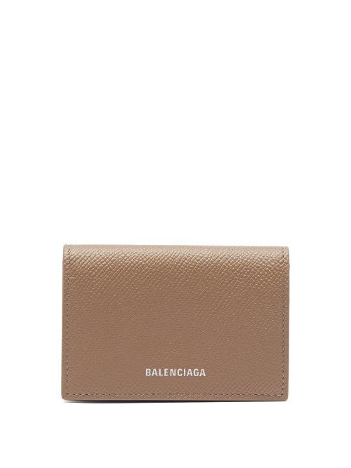 Matchesfashion.com Balenciaga - Ville Logo Print Leather Wallet - Womens - Mid Beige