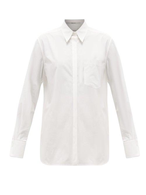 Matchesfashion.com Another Tomorrow - Oversized Chest-pocket Organic Cotton-poplin Shirt - Womens - White
