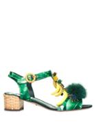 Dolce & Gabbana Banana Leaf-print Embellished Sandals