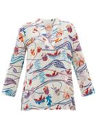 Matchesfashion.com Le Sirenuse, Positano - Annalisa Magic Flower-print Cotton-voile Tunic Top - Womens - Cream Print