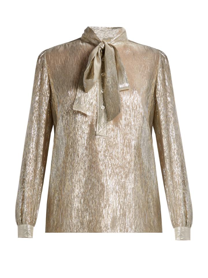 Saint Laurent Tie-neck Long-sleeved Blouse