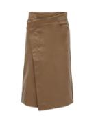 Petar Petrov - Rankin Wrap-waist Leather Skirt - Womens - Khaki