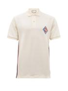 Matchesfashion.com Gucci - Logo Patch Cotton Blend Polo Shirt - Mens - White Multi