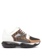 Matchesfashion.com Fendi - Exaggerated-sole Leather And Mesh Trainers - Mens - Black Multi
