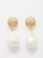 Joolz By Martha Calvo - Smiley Crystal, Pearl & 14kt Gold-plated Earrings - Womens - Multi