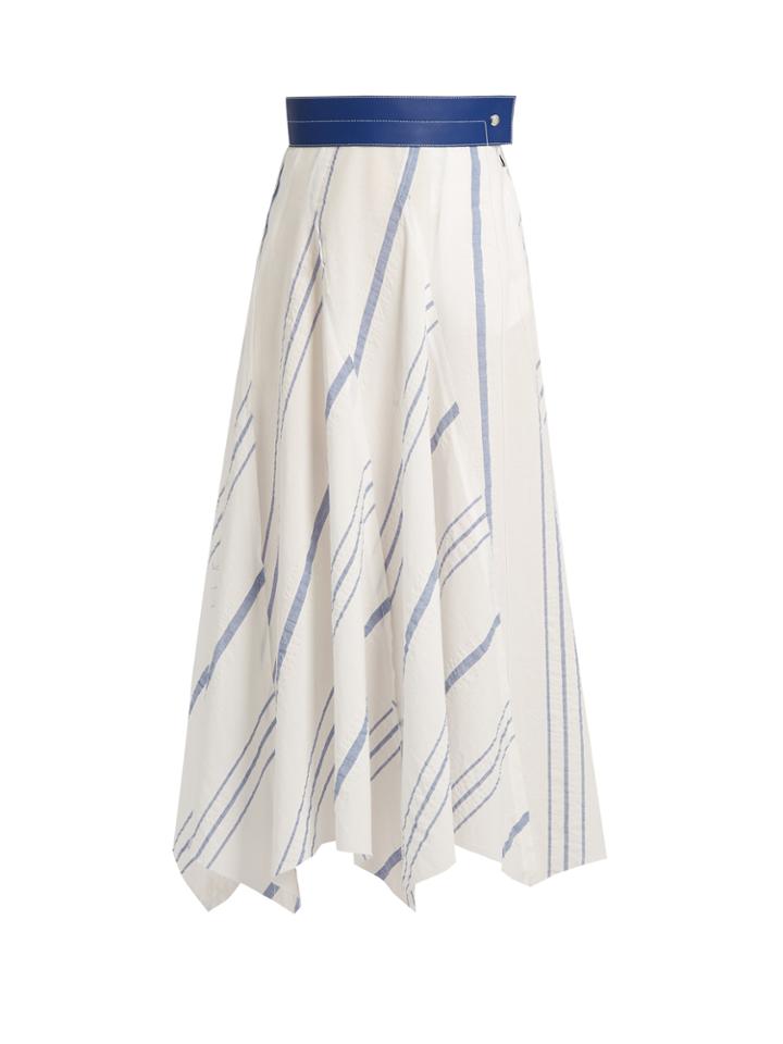 Loewe Striped Cotton-blend Midi Skirt