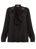No. 21 Pleated-ruffle Crepe De Chine Blouse