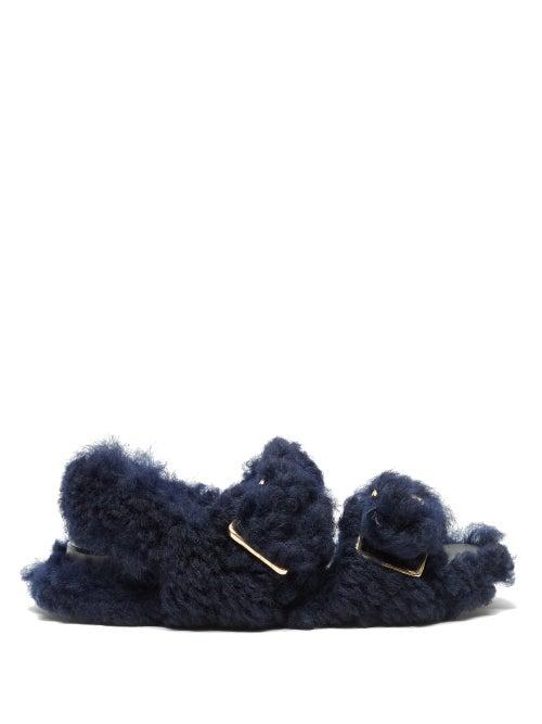 Matchesfashion.com Marni - Shearling Buckled-strap Sandals - Womens - Black