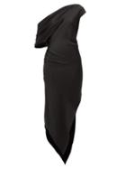 Matchesfashion.com Art School - Dagger Asymmetric Silk Satin Dress - Womens - Black