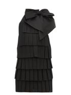 Matchesfashion.com Balmain - Bow Embellished Pleated Mesh Mini Dress - Womens - Black