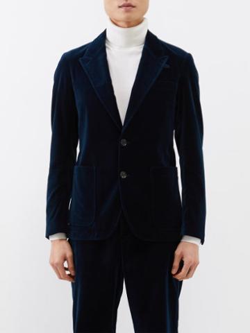 Oliver Spencer - Mansfield Single-breasted Velvet Suit Jacket - Mens - Navy