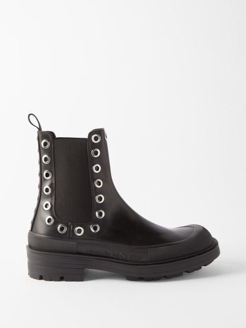 Alexander Mcqueen - Boxcar Eyelet-studded Leather Chelsea Boots - Mens - Black