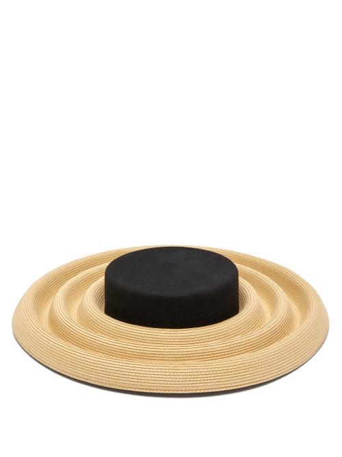 Matchesfashion.com Eliurpi - Circles Undulating Straw And Felt Hat - Womens - Beige