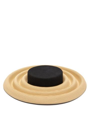 Matchesfashion.com Eliurpi - Circles Undulating Straw And Felt Hat - Womens - Beige