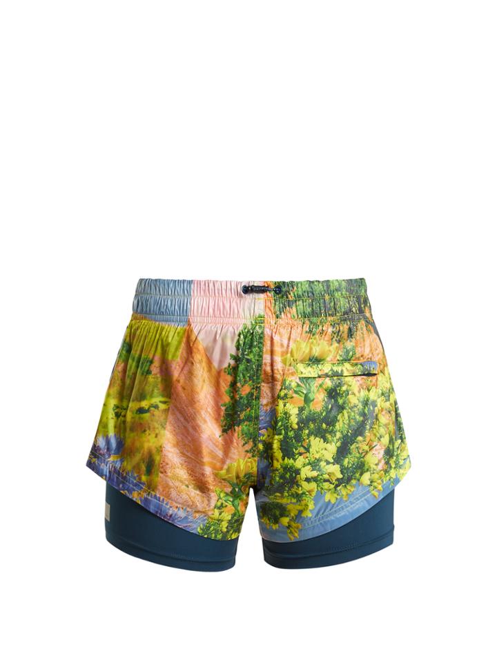 Adidas By Stella Mccartney Run Nature-print Performance Shorts